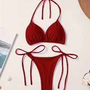 Elegant Red Bikini Set Size L...
